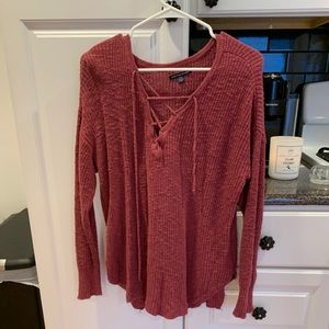 American Eagle Lace Up Sweater